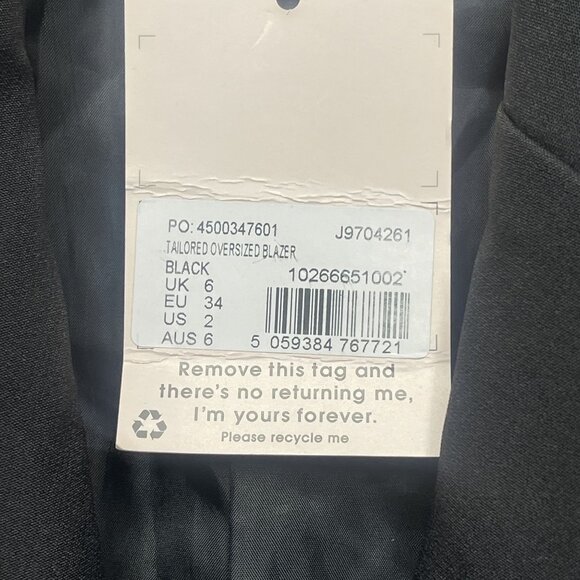 Missguided Black Tailored Oversized Blazer Womens Size 2 - Picture 4 of 7